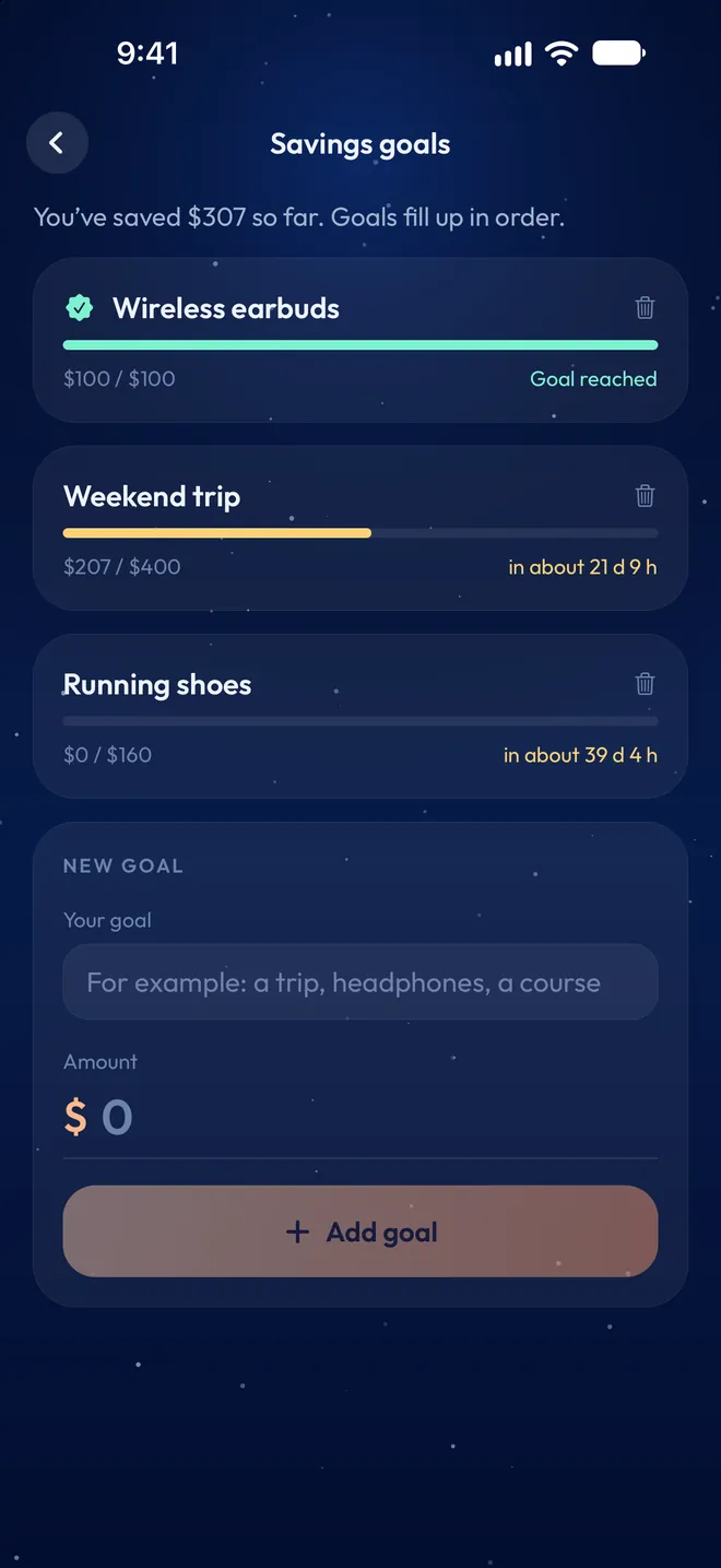 Savings goals