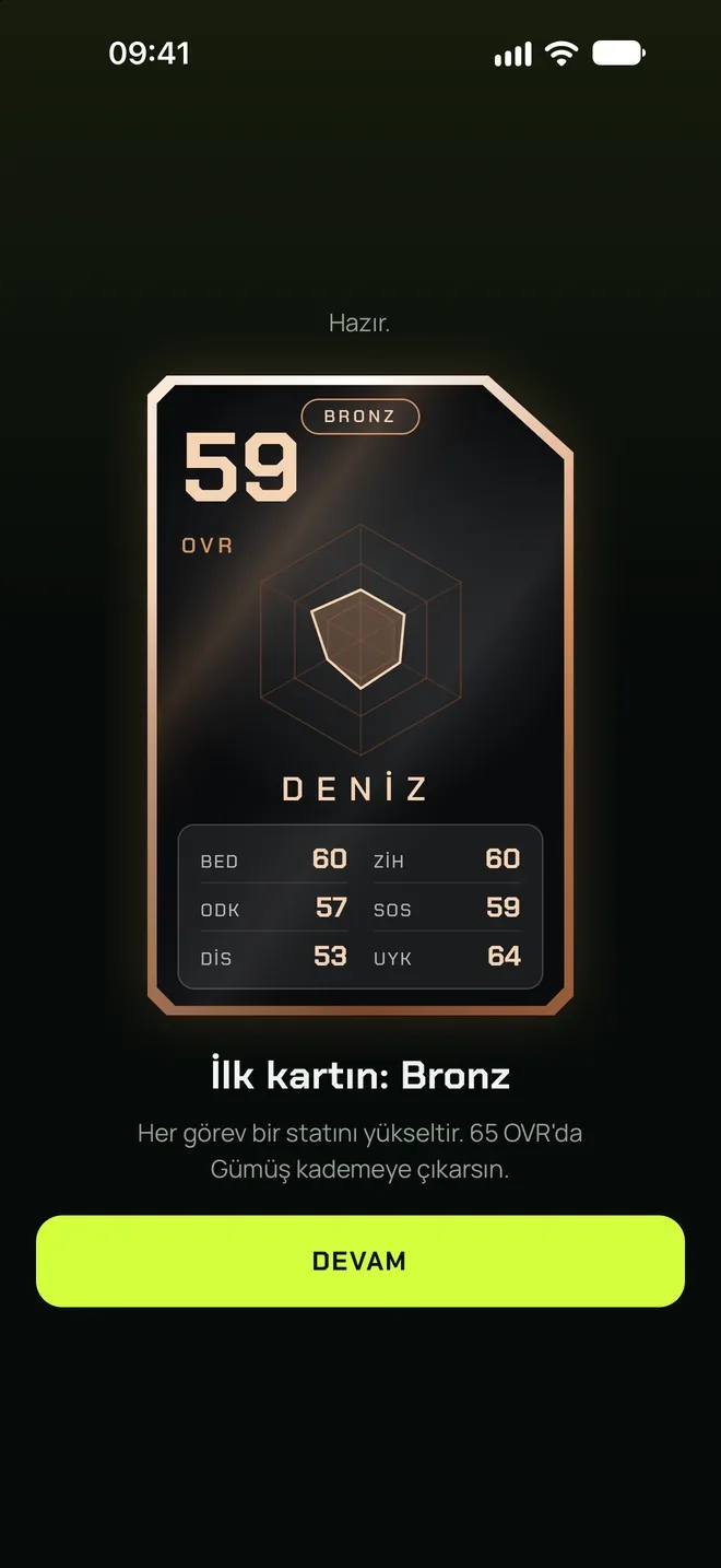 Kurulumun sonu: ilk kartın bronz, 59 OVR