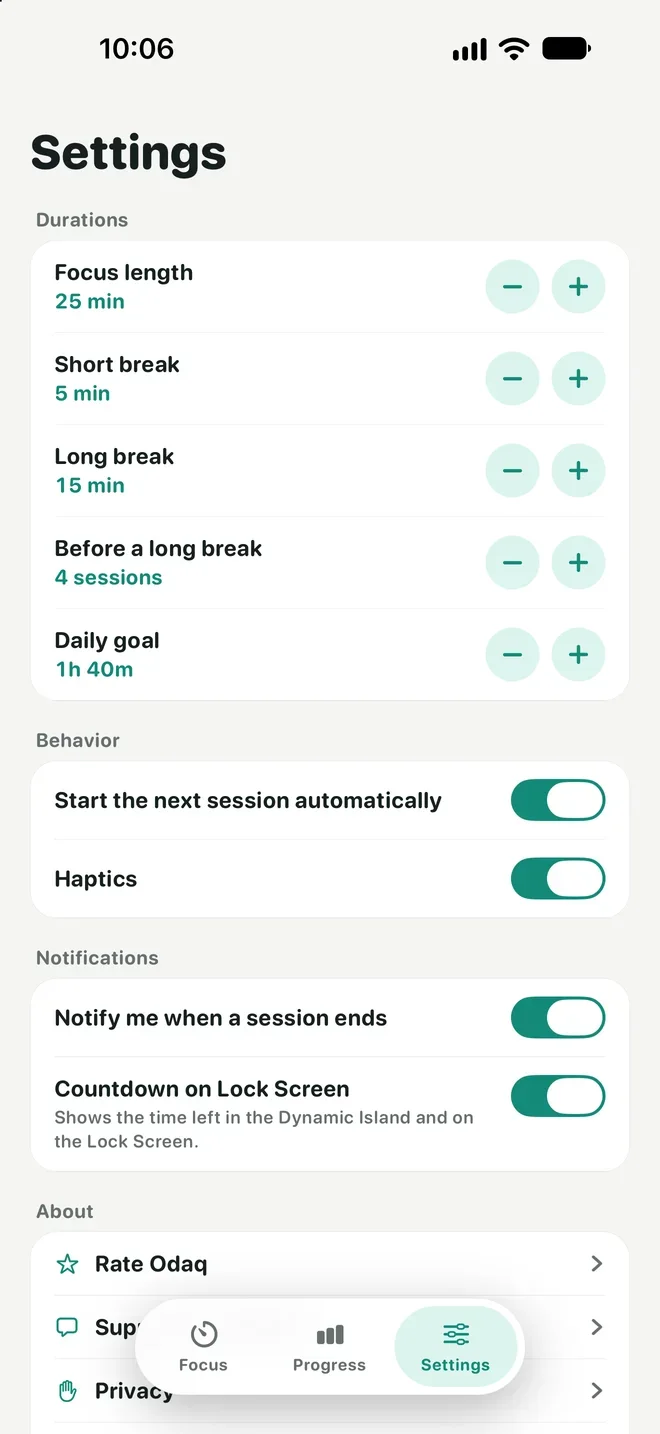 Settings