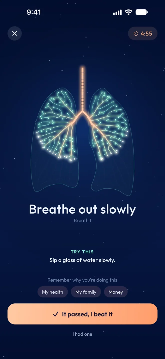 The craving breathing break: breathe in and out with the lungs